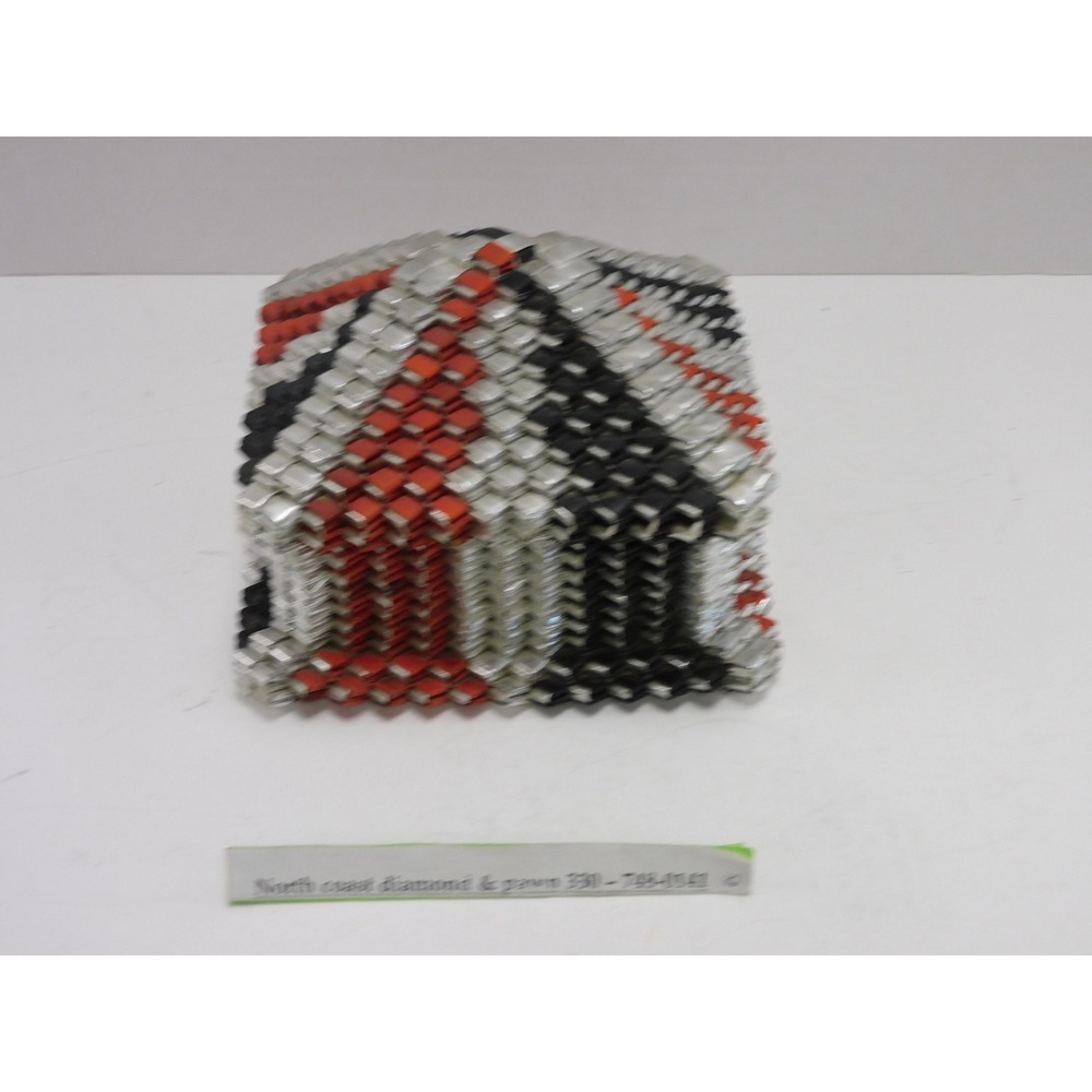 Handmade Woven  Wrapper Trinket Box Folk Art Recycled Silver Red Black DH118